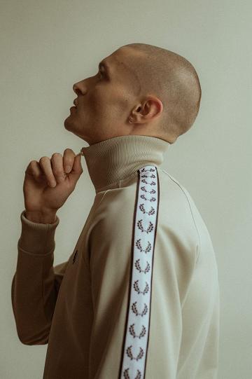 White Fred Perry Taped Track Men's Jackets | PH 1261EBCX